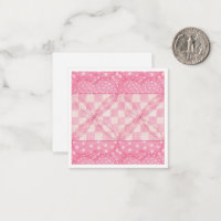 PINK HEART QUILT 2.5" Square Flat Card