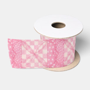 PINK HEART QUILT 3" Wide Satin Ribbon