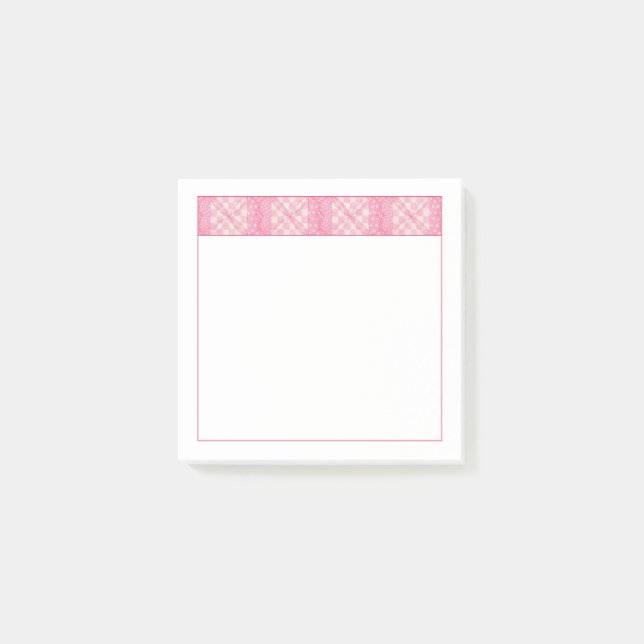 PINK HEART QUILT 3x3 Post It Notepad (Front)