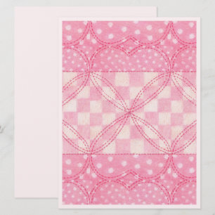 PINK HEART QUILT 6.5x8.75 Card / Pink / Vertical
