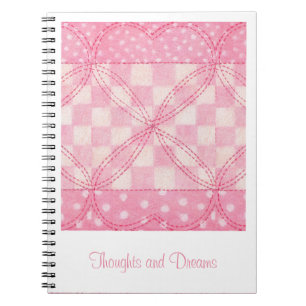 PINK HEART QUILT 6.5x8.75 Notebook + Text