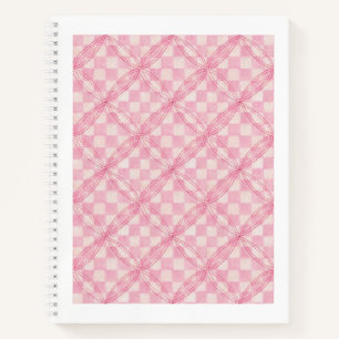 PINK HEART QUILT 8.5x11 Spiral Notebook / White