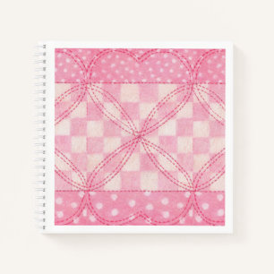 PINK HEART QUILT 8.5x8.5 Spiral Notebook