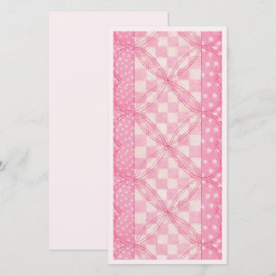 PINK HEART QUILT 8x4 Flat Card / Pink / Vertical
