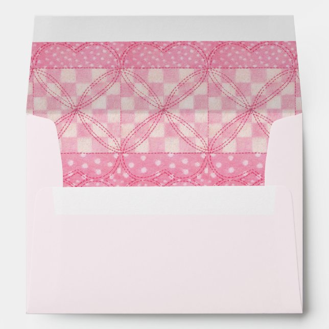 PINK HEART QUILT A7 Envelope (5x7 Cards) / Pink (Back (Bottom))