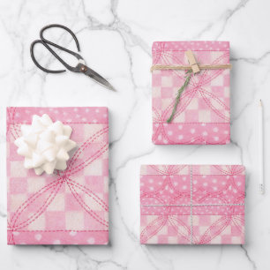 PINK HEART QUILT Flat Sheet Wrapping Paper 