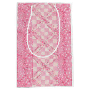 PINK HEART QUILT Medium Gift Bag