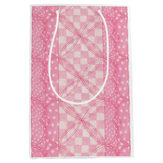 PINK HEART QUILT Medium Gift Bag (Front)