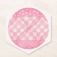 PINK HEART QUILT Pointy Hexagon Coasters / Pink