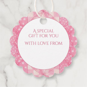PINK HEART QUILT Scalloped Gift Tags / White