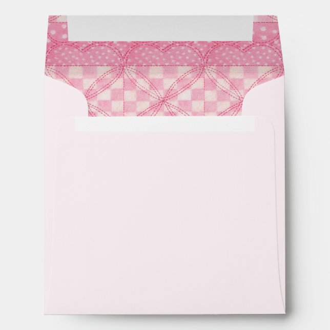 PINK HEART QUILT Square Envelopes / Pink (Back (Bottom))