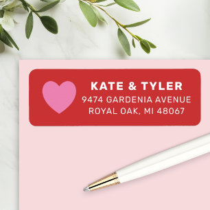 Pink Heart Red Valentine Couple Address