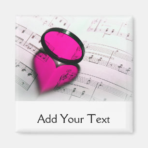 Pink Heart Reflection on Sheet Music Magnet