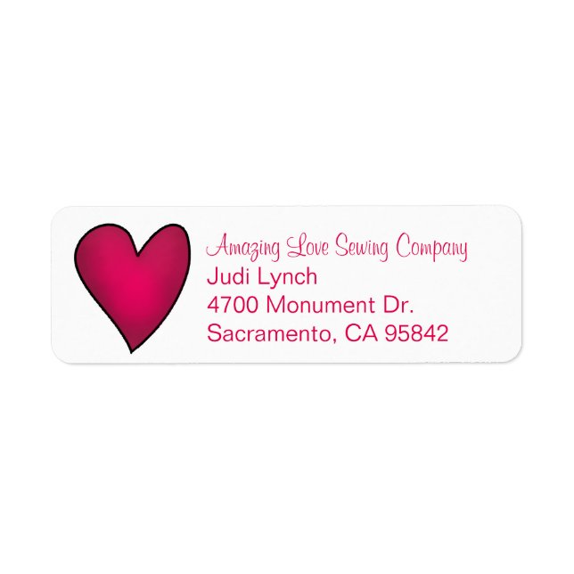 Pink Heart Return Address Label (Front)