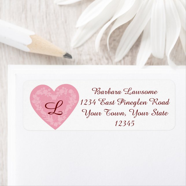 Pink Heart Return Address Labels (Insitu)
