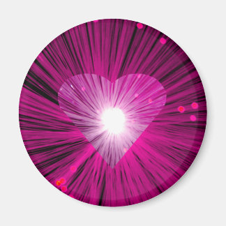 Pink Heart round fridge magnet