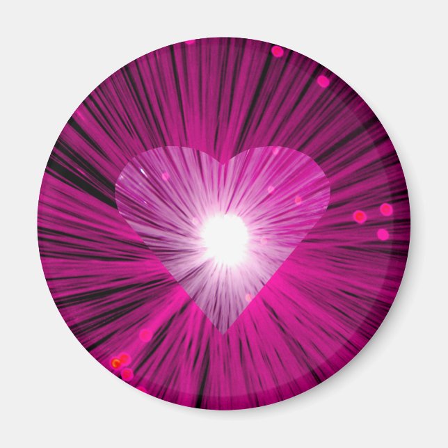 Pink Heart round fridge magnet (Front)