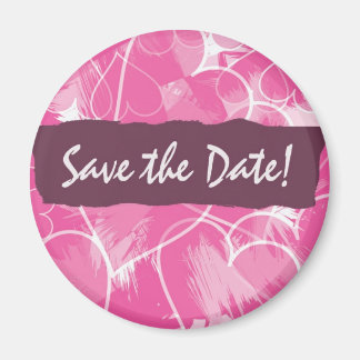 Pink heart save the date magnet