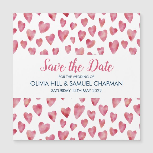 Pink Heart Save the Date Magnet (Front)