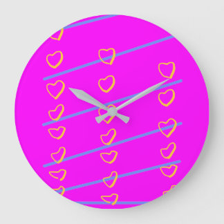Pink Heart Scroll Large Clock