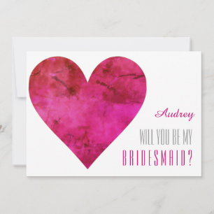 Pink heart shape Will you be my Bridesmaid? Invita Invitation