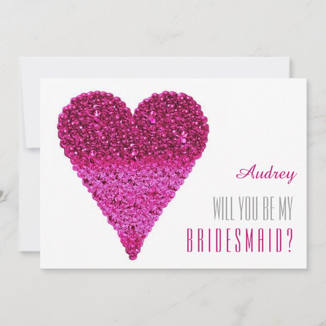 Pink heart shape Will you be my Bridesmaid? Invitation (Front)