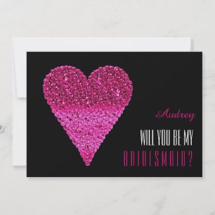 Pink heart shape Will you be my Bridesmaid? Invitation