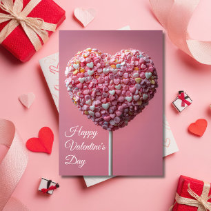 Pink Heart-shaped Cakepop Valentine's Greeting Card