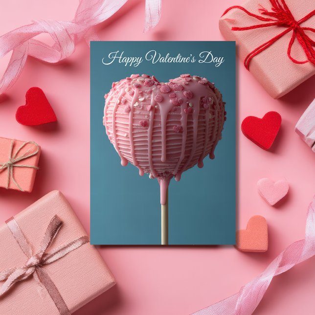 Pink Heart-shaped Cakepop Valentine's Greeting Card (Creator Uploaded)