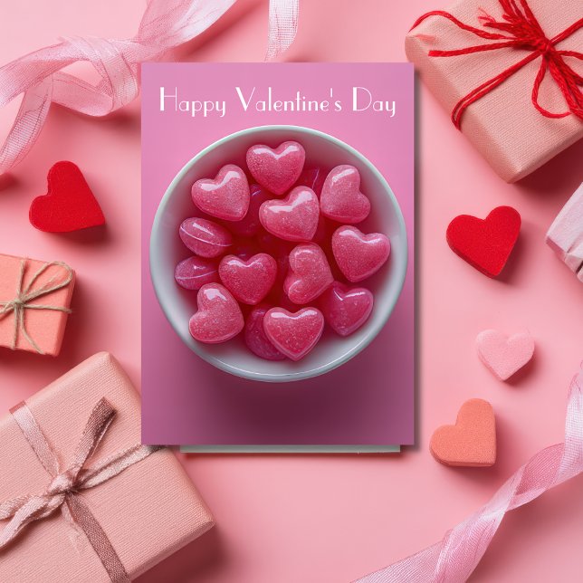 Pink Heart-shaped Candy Valentine's Greeting Card (Creator Uploaded)