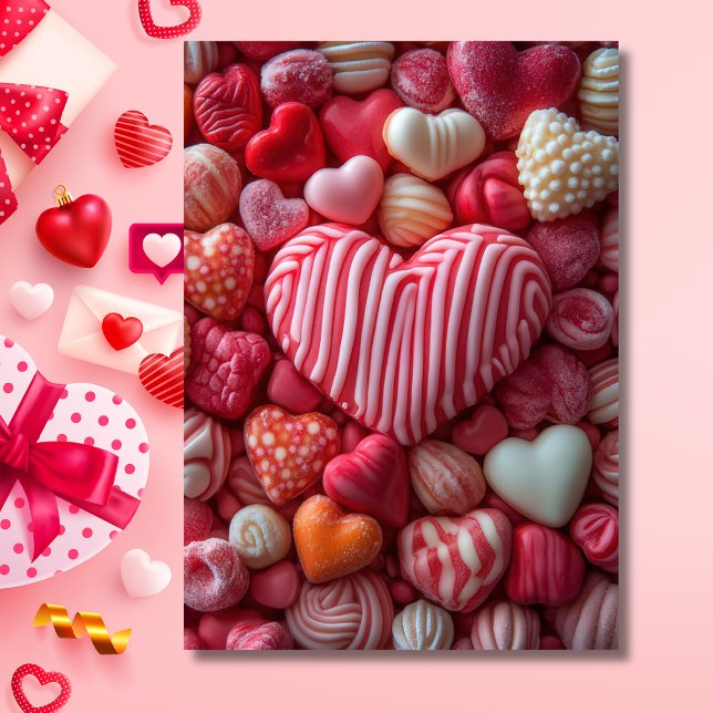 Pink Heart-shaped Candys Valentine's Greeting Card (Creator Uploaded)