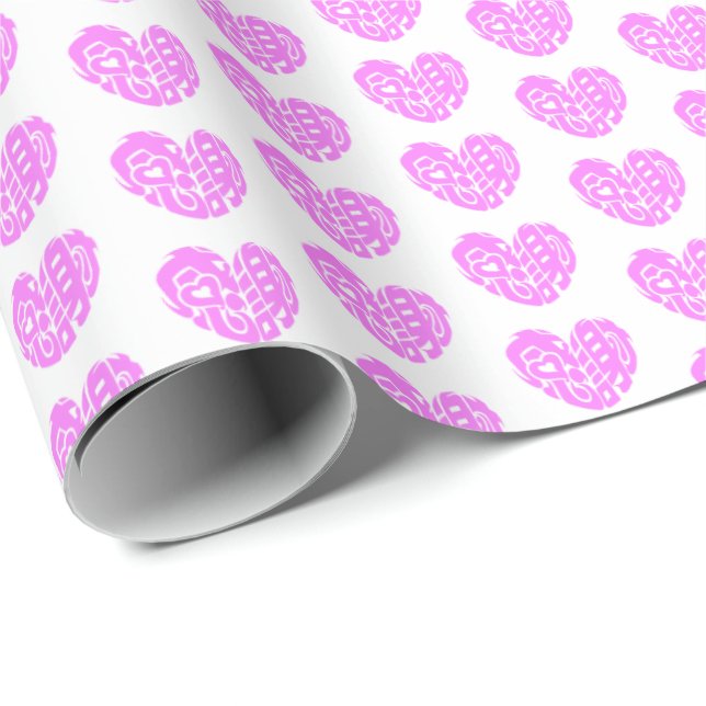 Pink heart shaped thank you so much in kanji wrapping paper (Roll Corner)
