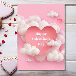 Pink Heart Shaped Valentine`s Day Card