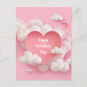 Pink Heart Shaped Valentine`s Day Card 