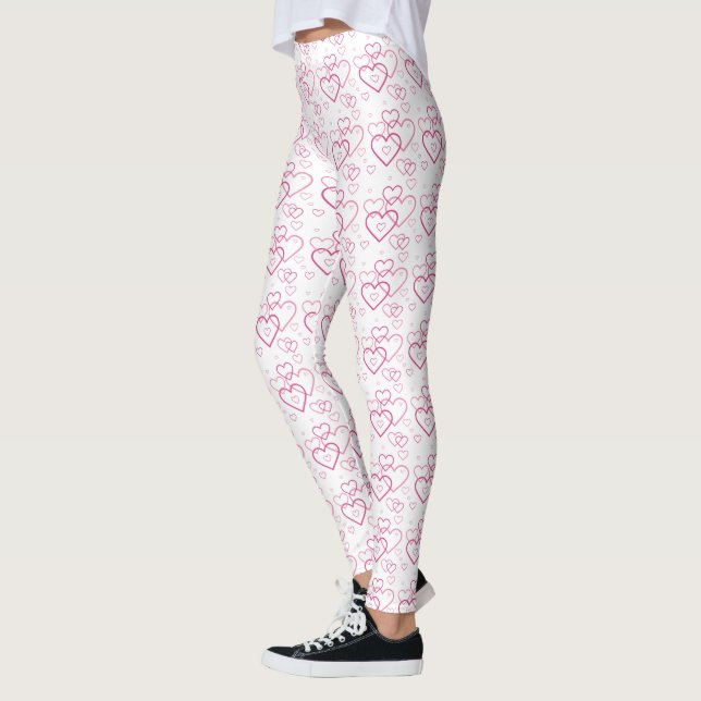 Pink Heart Shapes Pattern Leggings (Left)