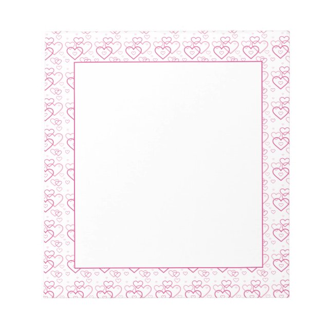 Pink Heart Shapes Pattern - Valentine's Day Notepad (Front)