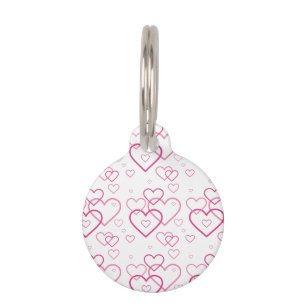 Pink Heart Shapes Pattern With Pet's Info Pet Tag
