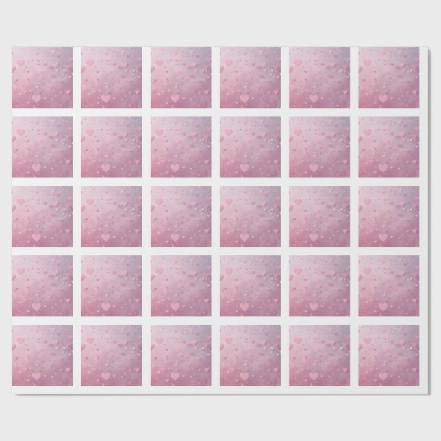 Pink Heart Shower Wrapping Paper (Flat)