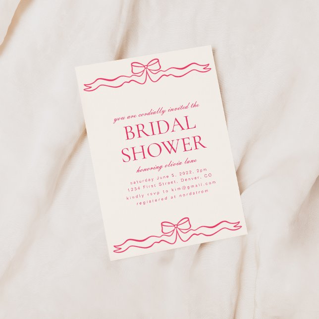 Pink Heart Simple Bridal Shower Invitation (Creator Uploaded)
