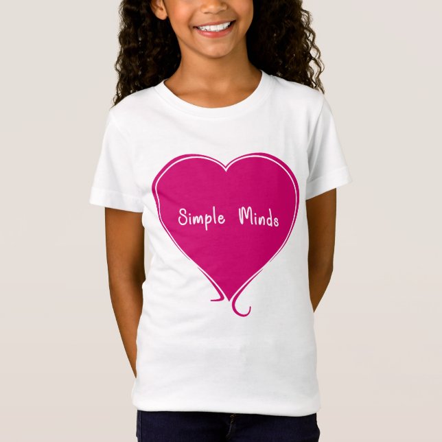 Pink Heart 'Simple Minds' Affection Design T-Shirt (Front)