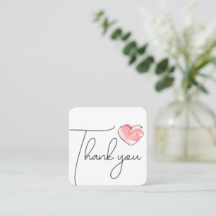 Pink Heart Small Business Thank You Insert Card