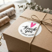 Pink Heart Small Business Thank You Order