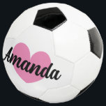 Pink heart soccer ball with custom name<br><div class="desc">Pink heart soccer ball with custom name. Personalise sports gift for kids or adults. Fun Birthday gift idea for girl,  daughter,  sister,  friend,  team etc.</div>