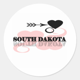 Pink Heart South Dakota Classic Round Sticker