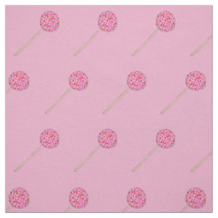 Pink Heart Sprinkles Valentine's Cake Pop Foodie Fabric