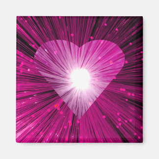 Pink Heart square fridge magnet