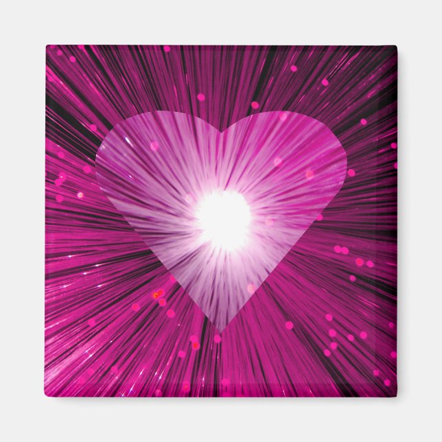 Pink Heart square fridge magnet (Front)