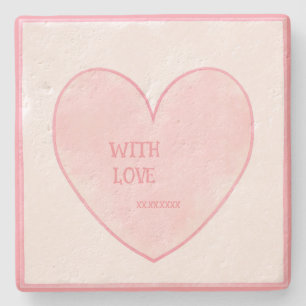 Pink Heart Stone Coaster