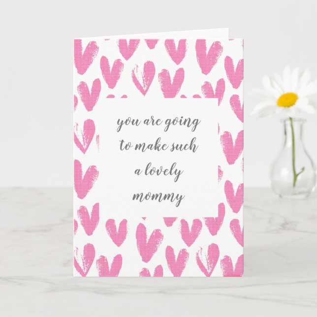 pink heart strokes future mother to be cute card (Small Plant)