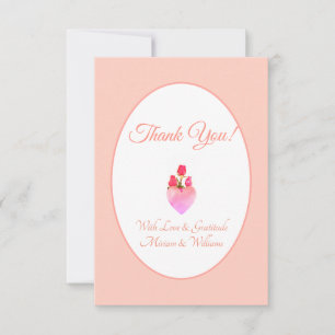 Pink Heart Thank You Card